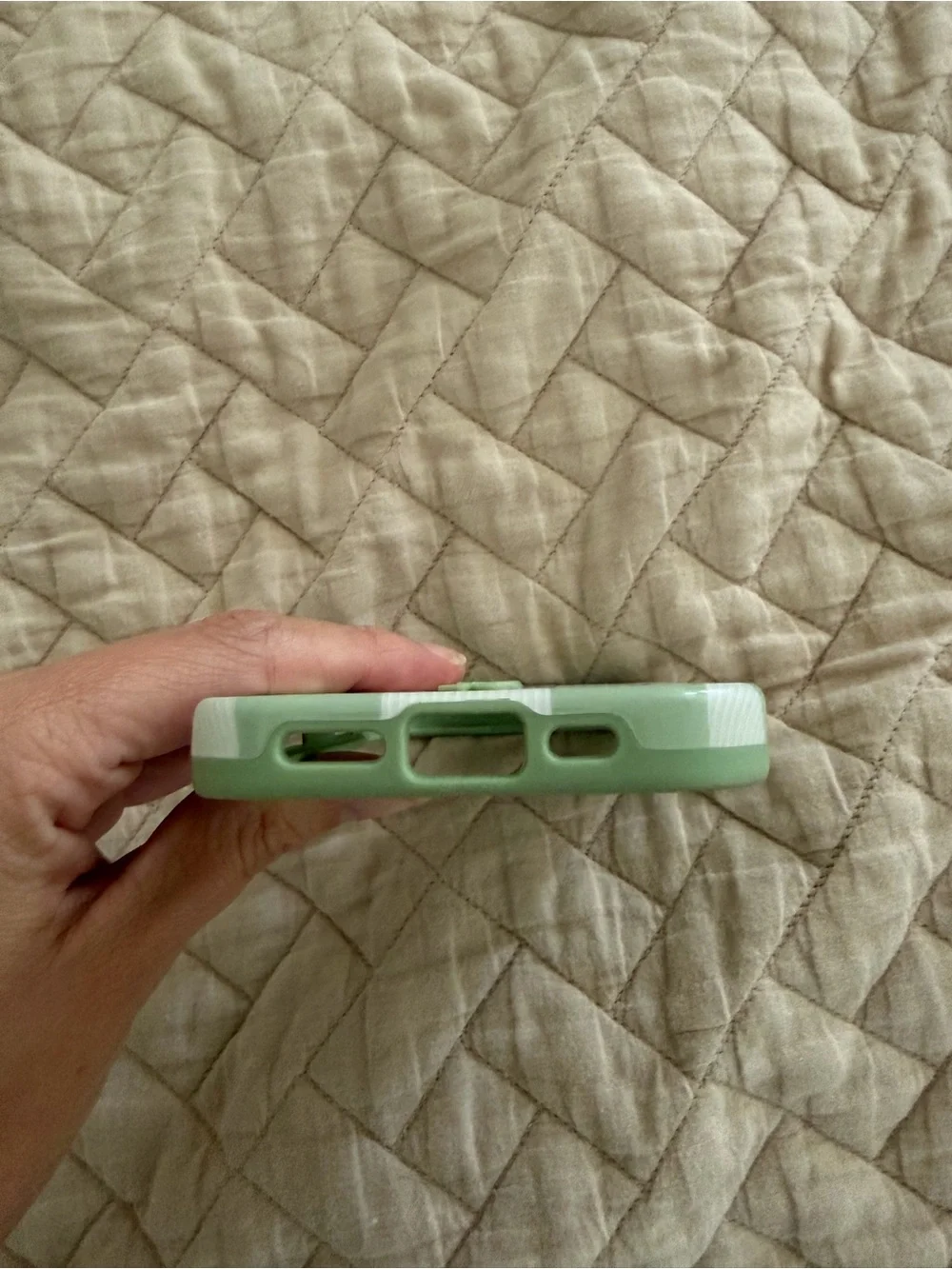 Velvet Caviar Sage Green & White Checkerboard Phone Case with Card Slot